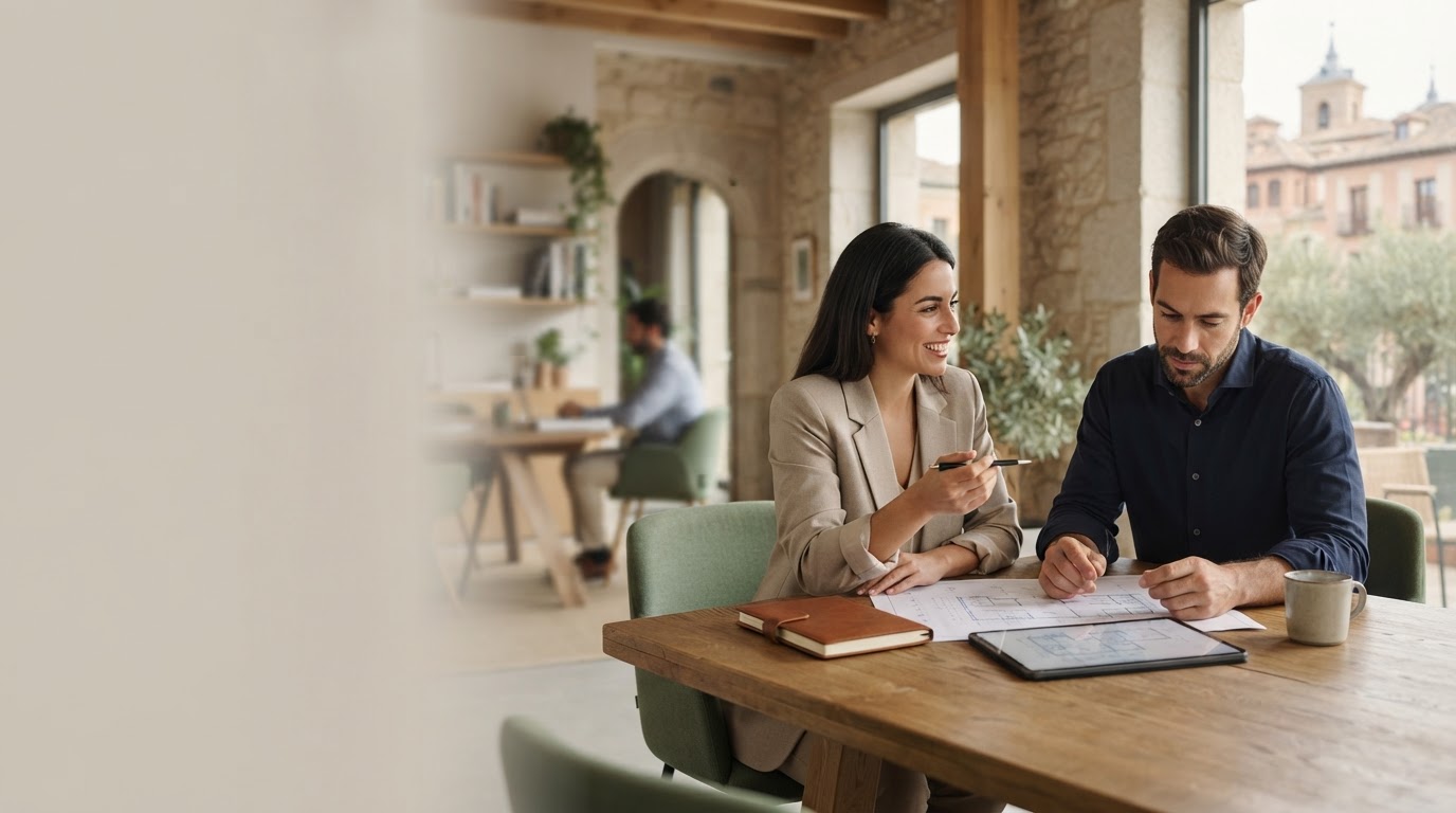 Noble Capitorio: una familia revisa junto a una tableta sus decisiones financieras en una sala iluminada con luz natural